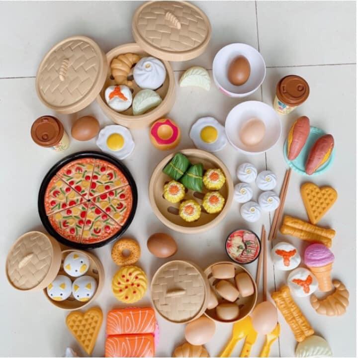 Bộ đồ chơi nấu ăn 84 chi tiết - Bánh bao, dimsum, há cảo, pizza đầy đủ phụ kiện làm bếp