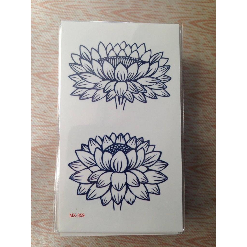 Hình xăm dán hoa sen to 10x6cm