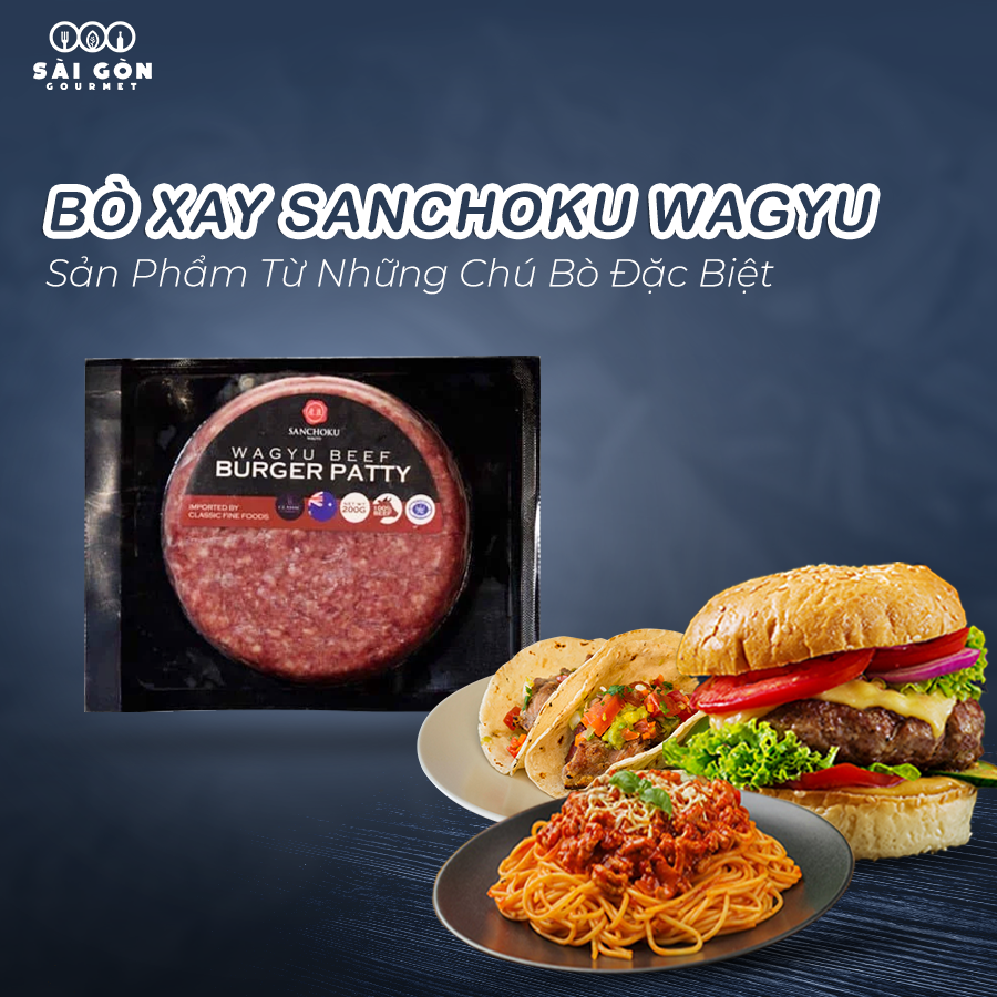 Thịt bò xay đông lạnh Sanchoku Wagyu burger patty 150g (Stanbroke)