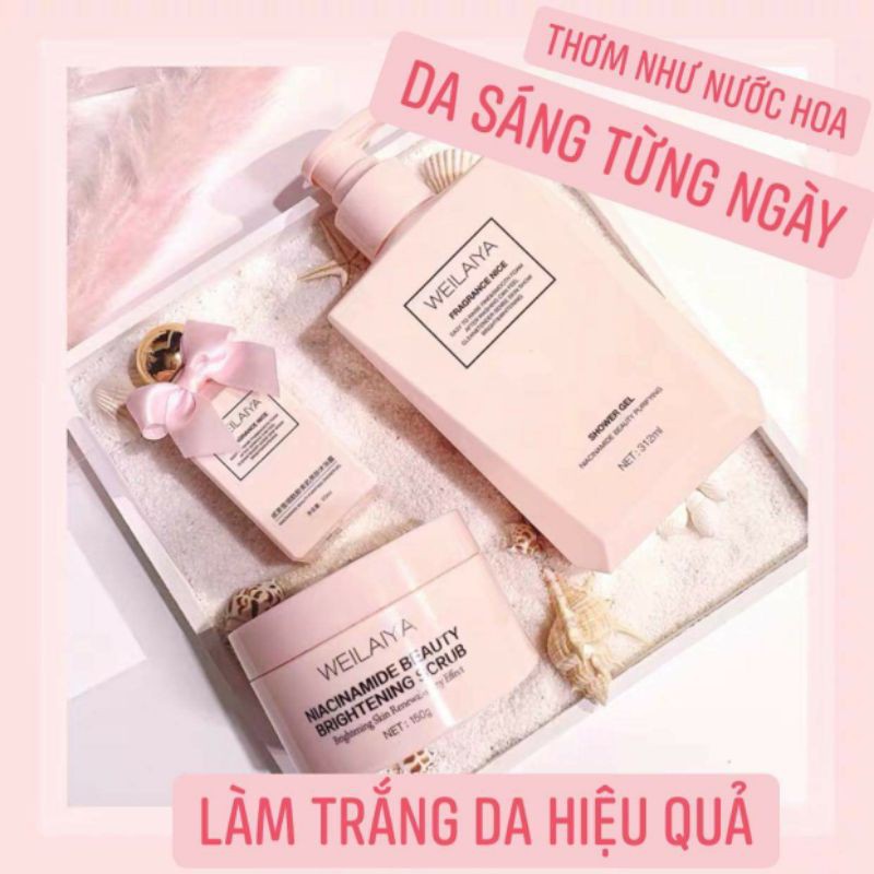 Tẩy da chết toàn thân Weilaiya Niacinamide  giúp làm sạch lỗ chân lông, mịn màng 150gr