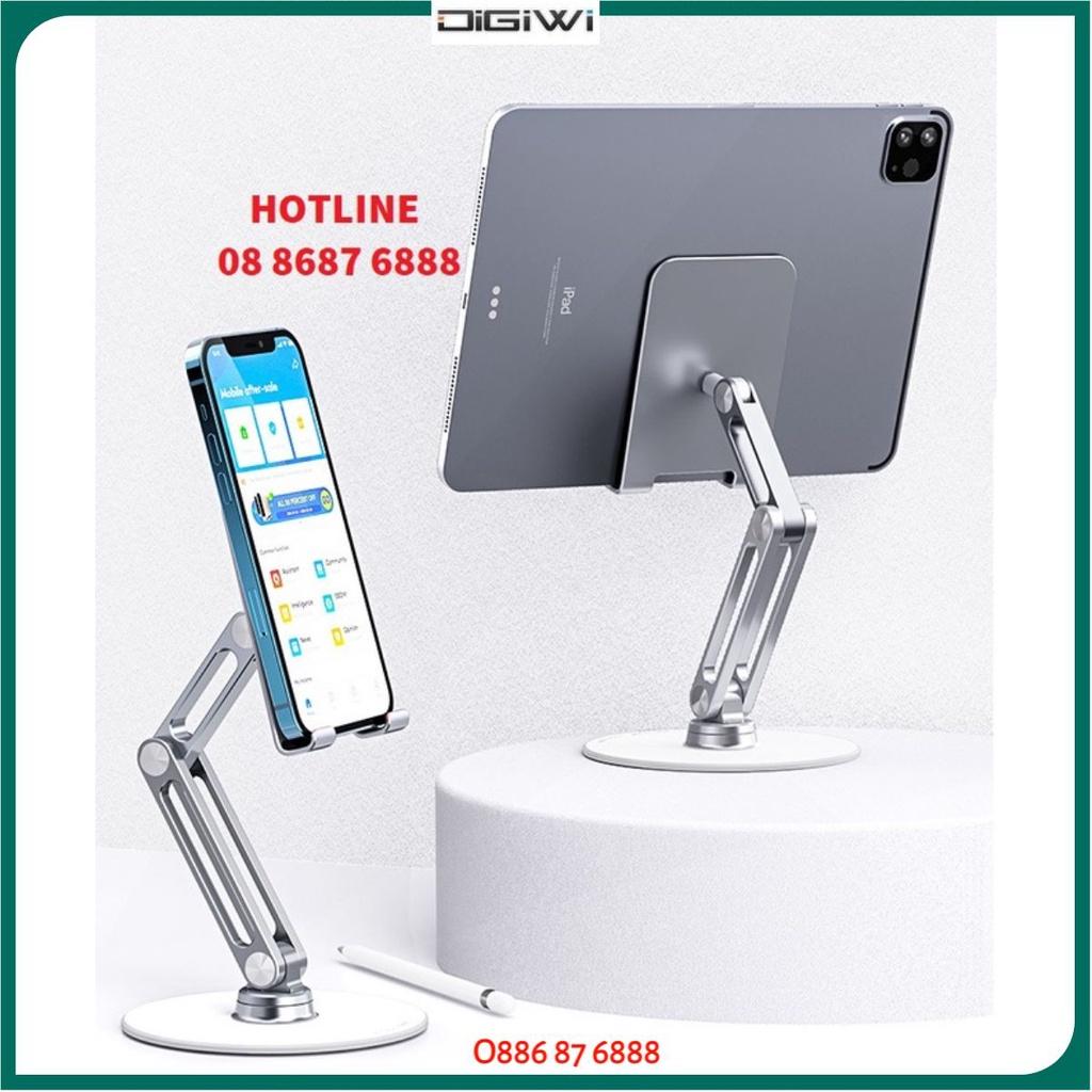Giá đỡ điện thoại và nâng máy tính bảng, điện thoại hợp kim nhôm L08 cao cấp, chân xoay 360 độ.