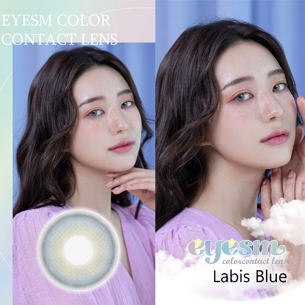 Kính áp tròng Eyesm Labis Blue - Lens màu xanh dương 1-6 tháng