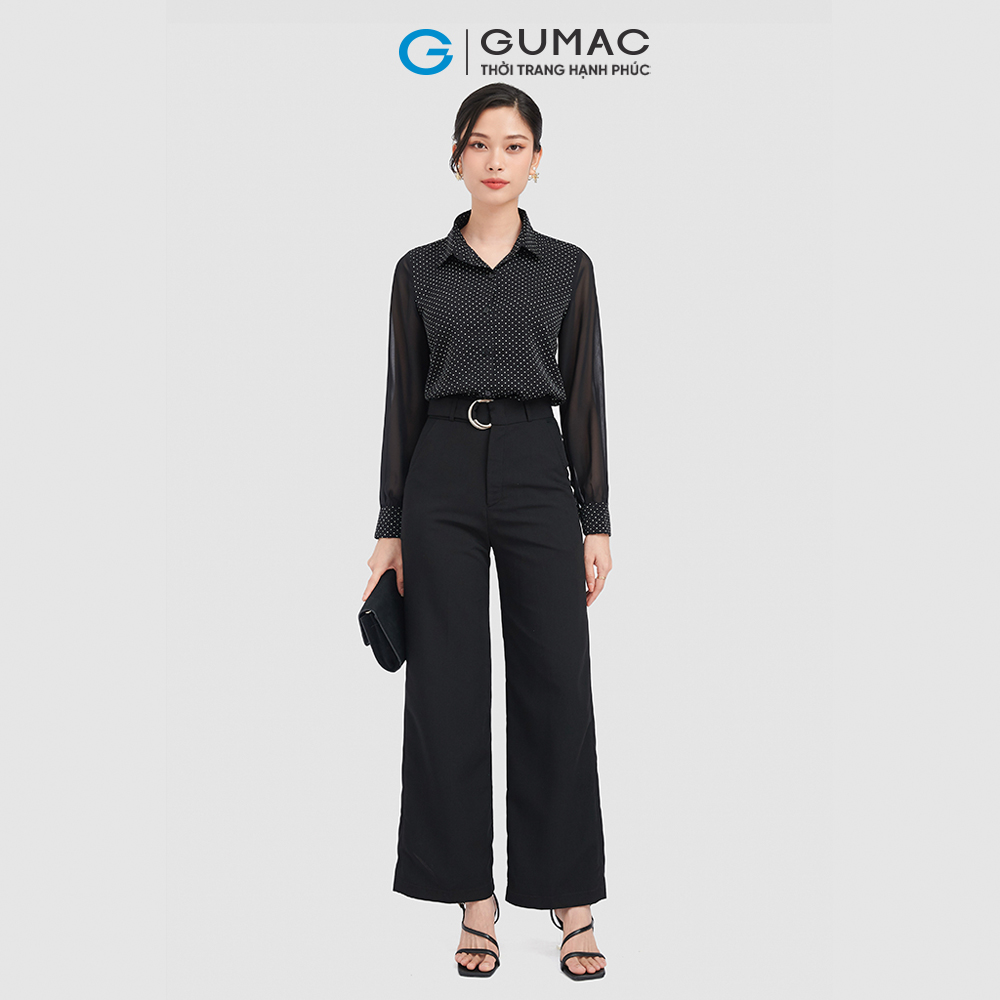 Quần tây nữ ống suông GUMAC QC08104 phối khoen tròn phong cách