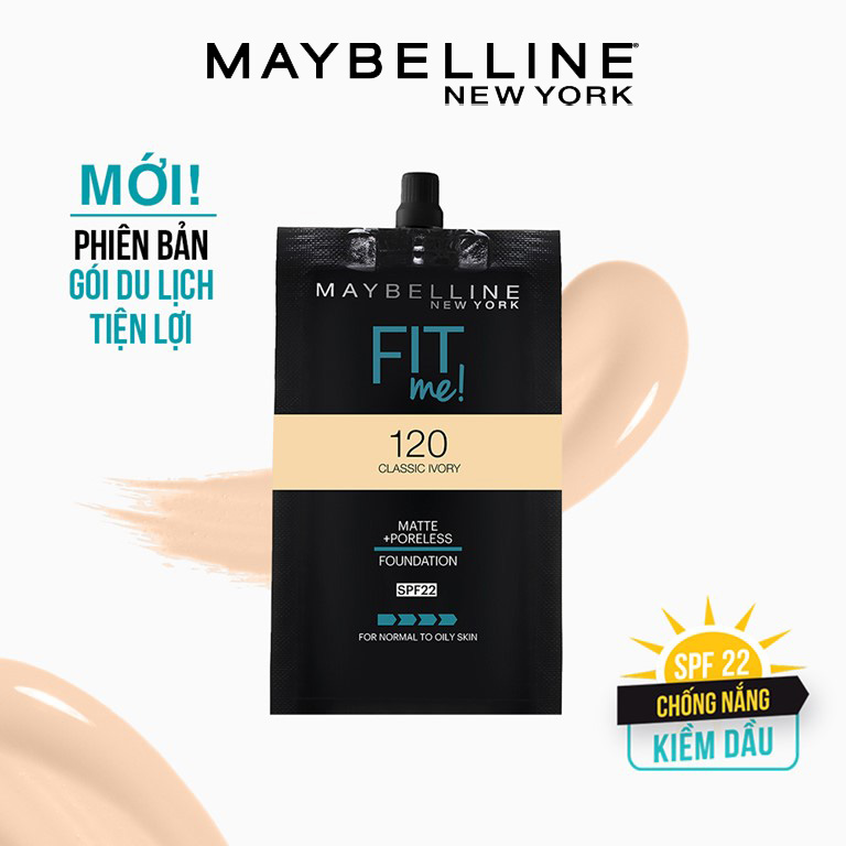 Kem Nền Mịn Nhẹ Kiềm Dầu Fit Me Maybelline New York Matte Poreless Foundation Gói nắp vặn 5ml