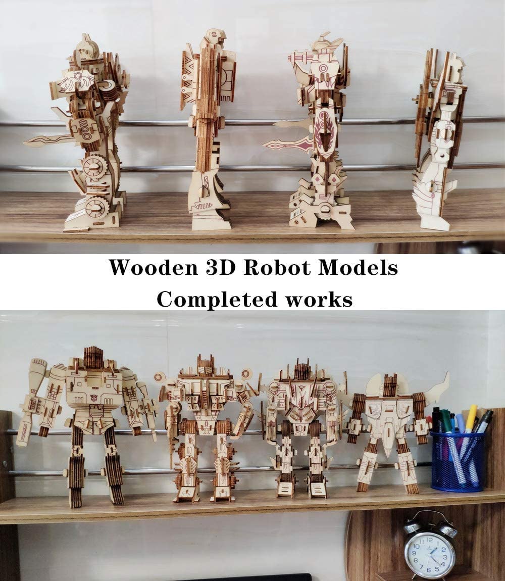 Đồ chơi lắp ráp mô hình robot gỗ 3d cho trẻ, bộ đồ chơi rô bốt thông minh cho bé trai bé gái, chất liệu bằng gỗ DCG005A