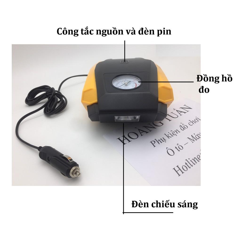 Bơm Lốp Ô Tô ĐỒNG HỒ Cơ Dung Tích XILANH LỚN Bơm Khỏe, Tích Hợp Đèn Chiếu Sáng Siêu Bền Bỉ