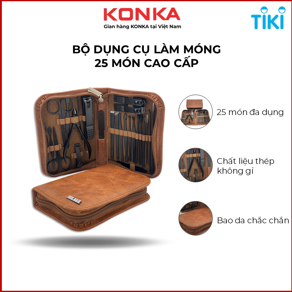 Bộ dụng cụ làm móng cao cấp 25 món đa dụng bằng thép không gỉ, bao da chắc chắn khóa kéo bền đẹp-Hàng nhập khẩu