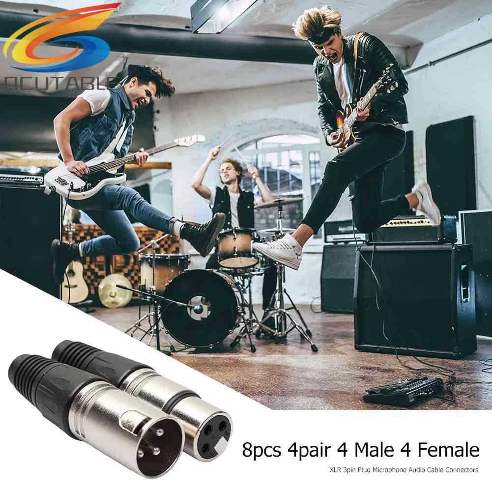 Set 8 Đầu Nối Dây Cáp Âm Thanh Micro 4 Male 4 Female XLR 3Pin