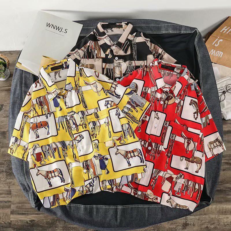 Áo Sơ Mi Ngắn Tay In Họa Tiết Hoạt Hình Thời Trang Cho Nam