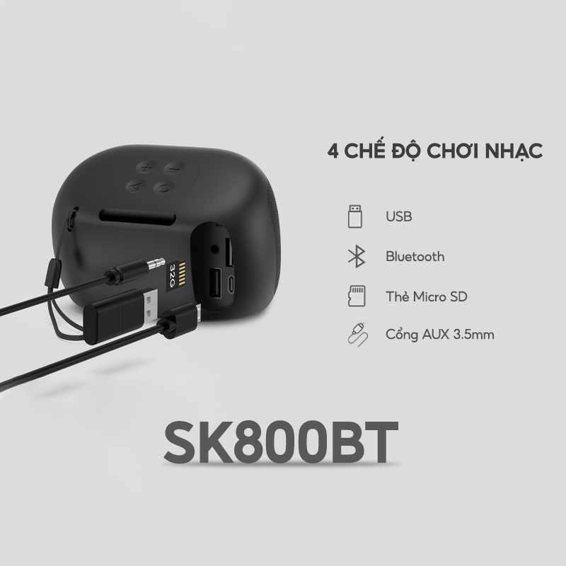Loa Bluetooth HAVIT SK800BT Thiết Kế Nhỏ Gọn, BT 5.0, Công Suất 4W, Nghe Nhạc Cực Hay - Hàng Chính Hãng