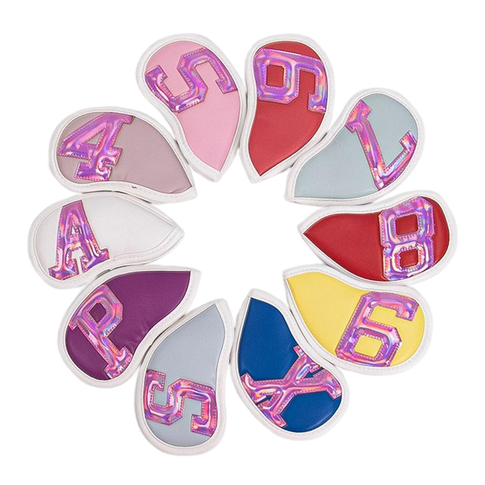 10Pcs Colorful Golf Iron Headcover Club Head Cover Sleeve for Most Irons Club Outdoor Sports