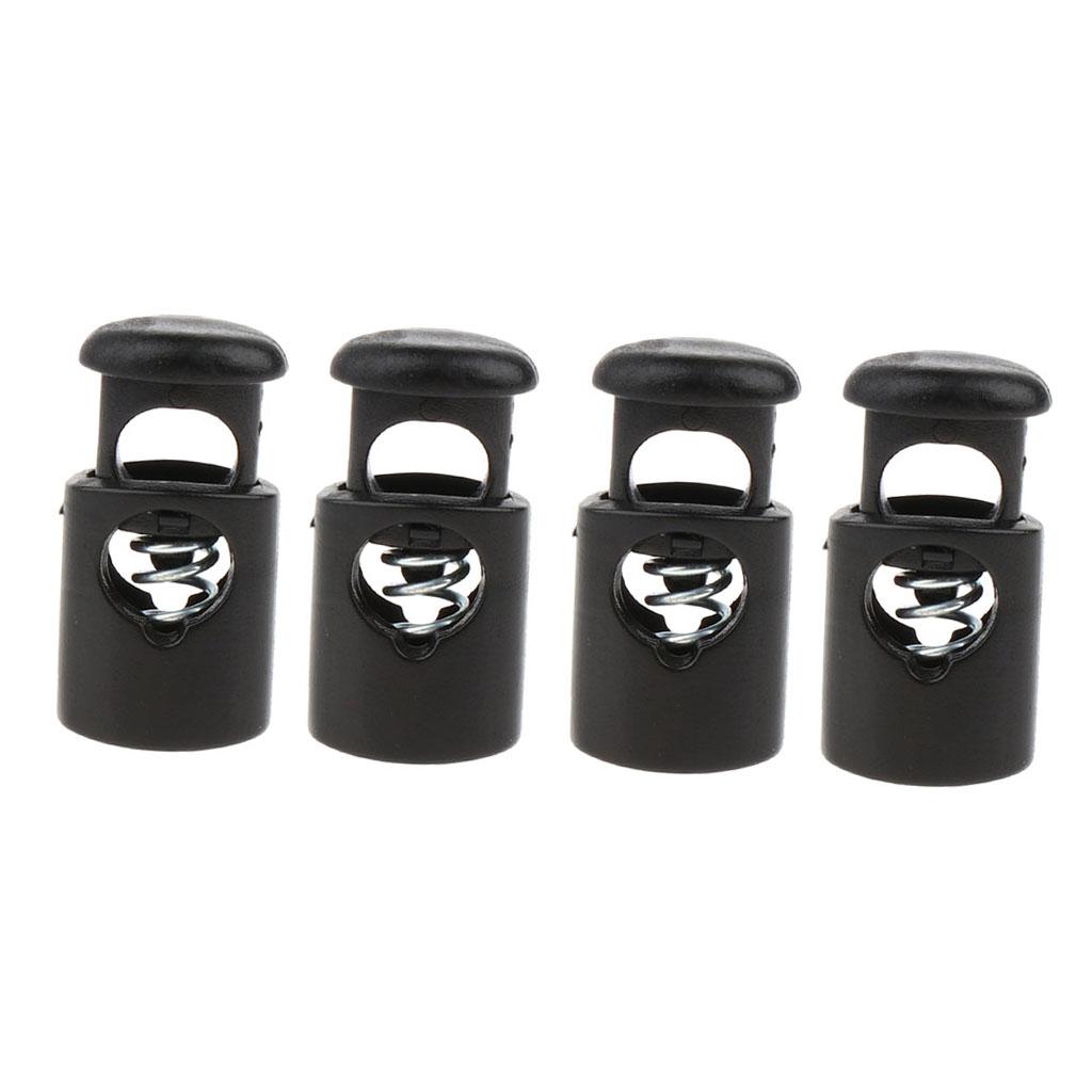 4pcs Black Plastic Toggles Spring Stop 1-3mm Drawstring Rope Cord Locks