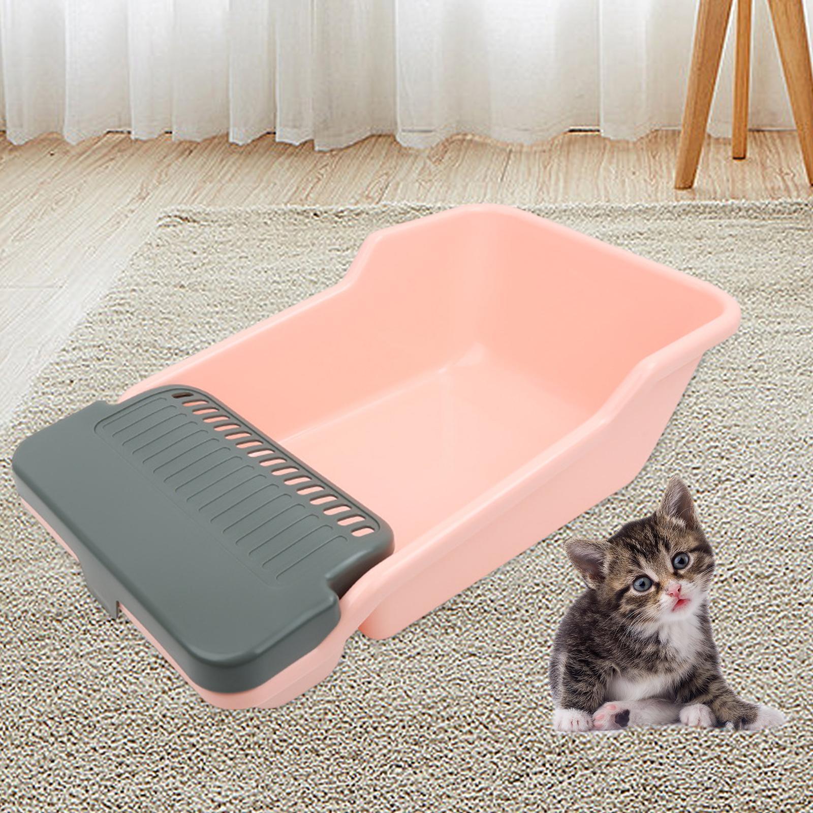 Cat Litter Box Kitten Litter Pan Cat Litter Basin Cat Potty Toilet Large Capacity Heighten Large Space Bedpan for Small Pets Pet Litter Tray