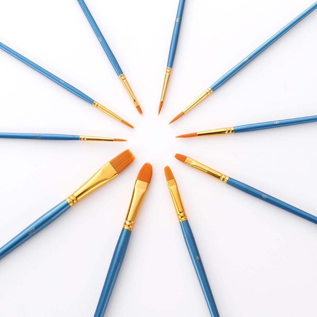 50Pcs Nylon Hair Painting Brush 6 Color Tube Acrylic Paints