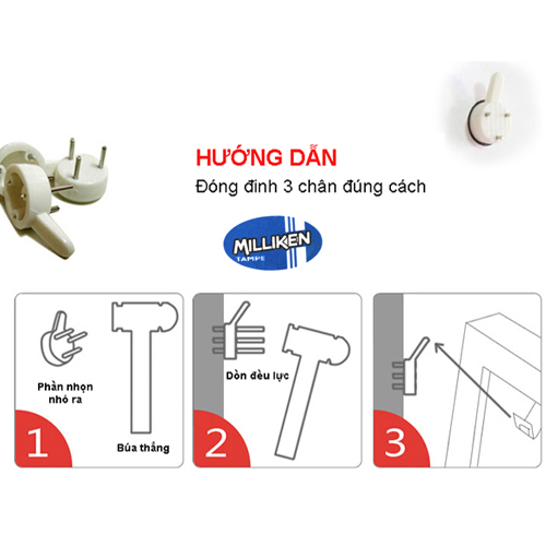 Combo 50 Đinh 3 Chân Treo Ảnh Không Cần Khoan Milliken