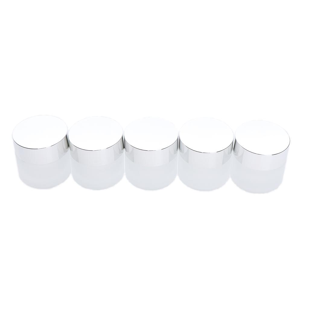 Frosted Glass Bottle,Travel Makeup Face Cream Pot Empty Cosmetic Jar Container with Screw Lid,Pack 5pcs