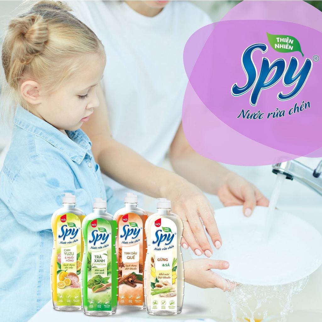 Nước rửa chén bát SPY thiên nhiên 760 ml hương Quế, hương Gừng Sả thơm dịu nhẹ