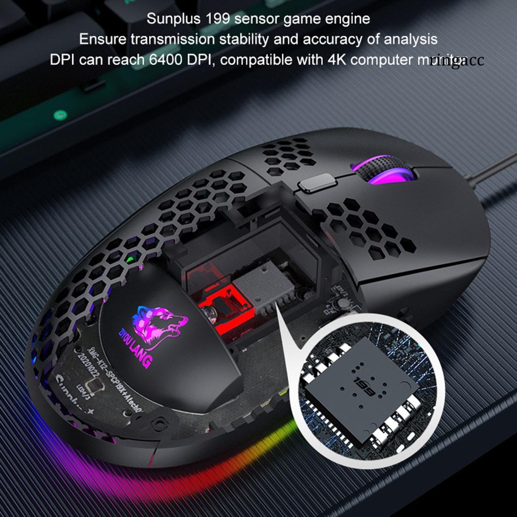 Chuột Chơi Game M8 6400 Dpi Thiết Kế Tổ Ong Gọn Nhẹ Linh Hoạt Cho Máy Tính
