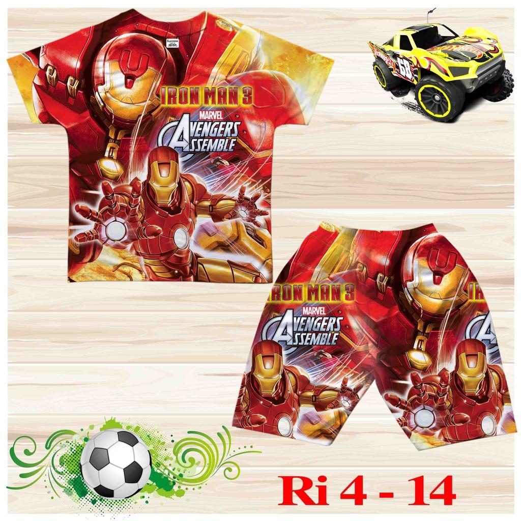 Đồ bộ bé trai, bộ ba lỗ cho bé trai hình Siêu nhân Iron man bigsize 18-65KG chất thun lạnh Thái mát