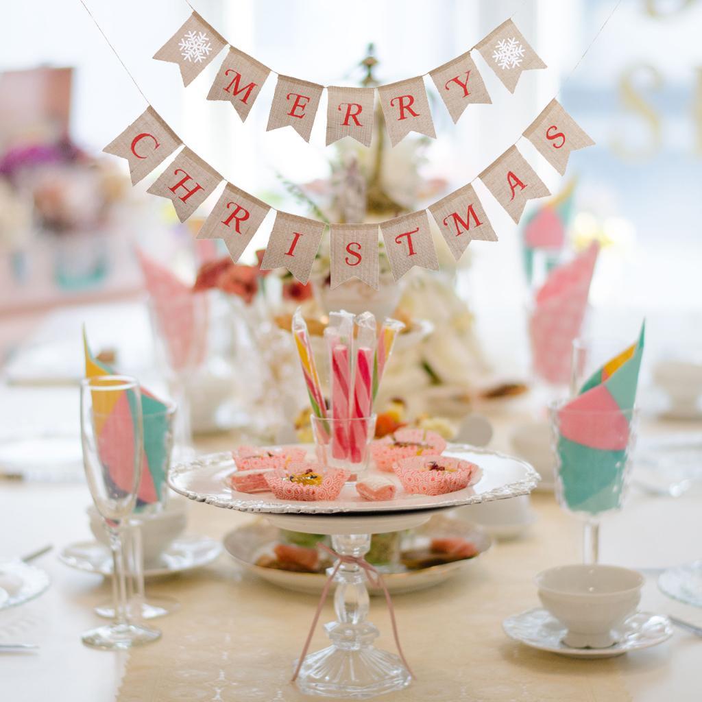 Burlap Bunting Xmas Banner Merry