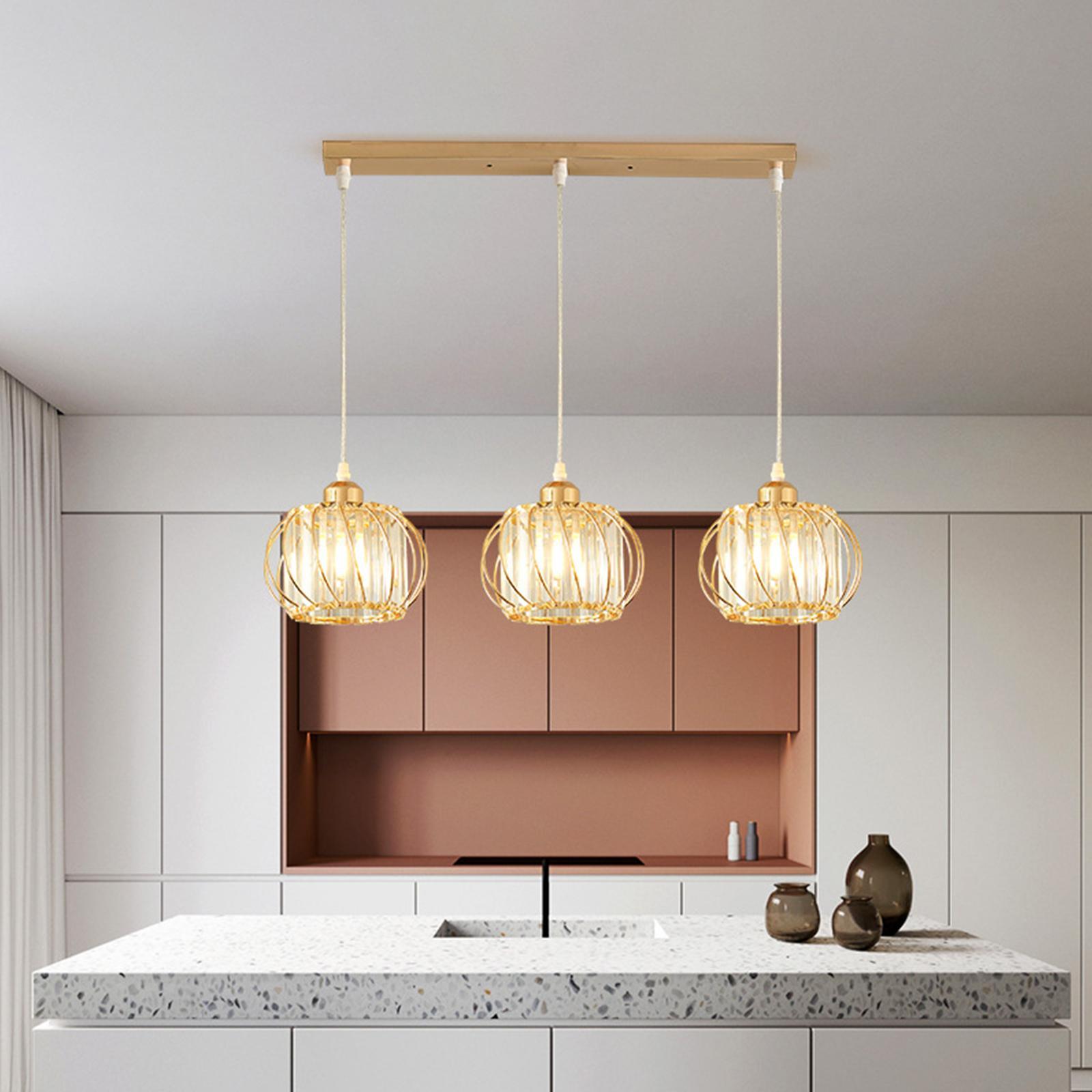 3 Light Crystal Pendant Light Fixture Modern Adjustable for Dining Room Restaurant