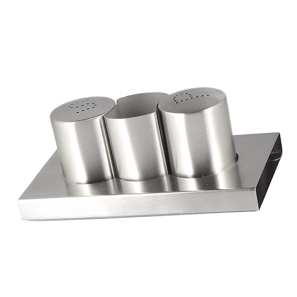 Stainless Steel Seasoning Boxes With Toothpick Holders Set Table Spice Jar Barbecue Pepper Shaker Can Table Condiment Dispenser Set