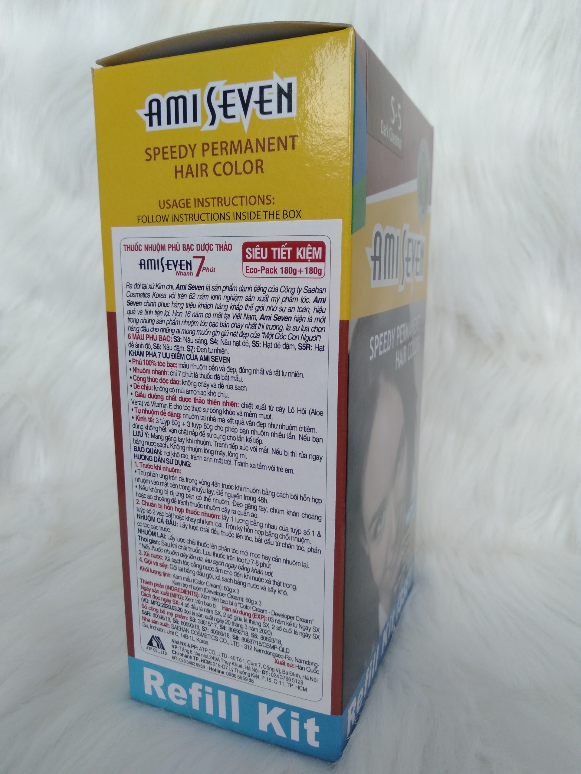 Nhuộm phủ bạc dược thảo SIÊU TiẾT KiỆM Ami Seven Nhanh 7 phút - S5 - HẠT DẺ ĐẬM