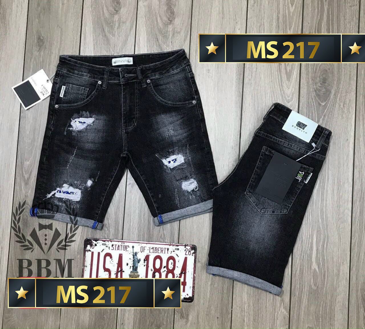 Quần short jean nam co giãn màu đen rách, quần sọt nam mẫu mới chất denim cao cấp thời trang Benny Fashion - MQ217