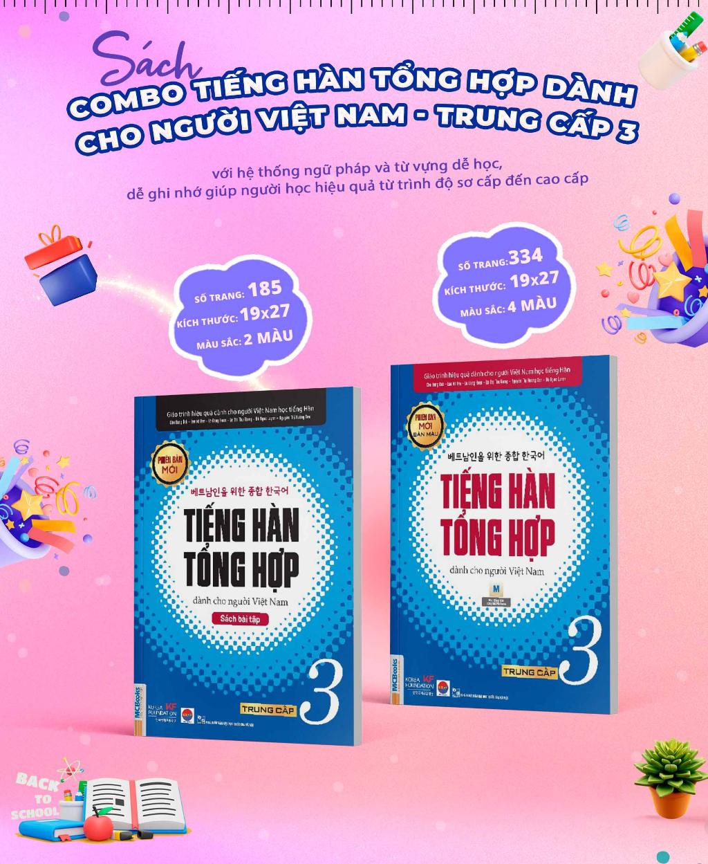 Bộ Sách - Tiếng Hàn Tổng Hợp Dành Cho Người Việt Nam - Trung cấp 3 (Giáo trình + SBT)