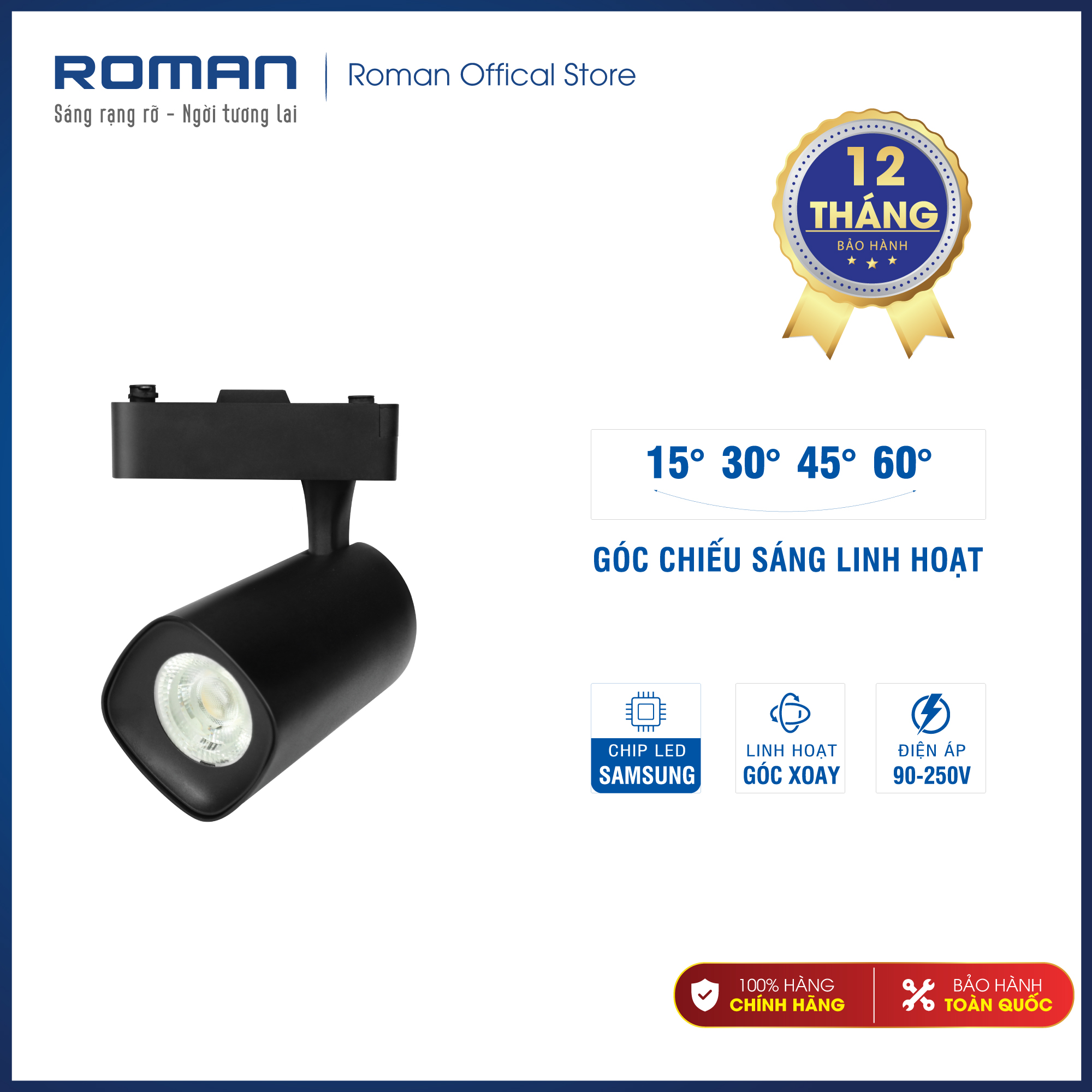 Đèn led rọi ray trong nhà ROMAN ELC3006B/10D/20D/30D - Hàng chính hãng