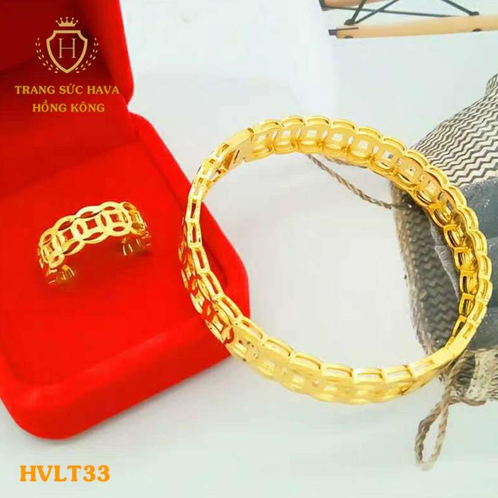 Lắc Tay, Vòng Tay Nữ Kim Tiền Trơn Xi Mạ Vàng Non Cao Cấp - Trang Sức Hava Hong Kong - HVLT33
