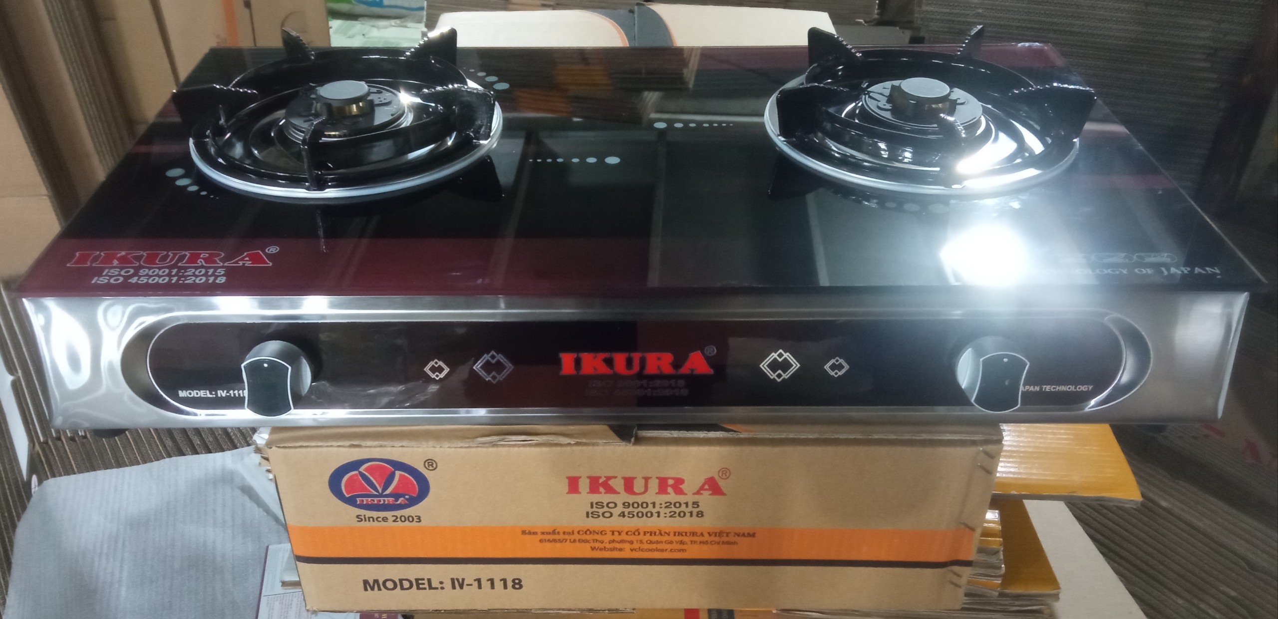 BẾP GAS ĐÔI MẶT KÍNH IKURA - - Hàng Chính Hãng