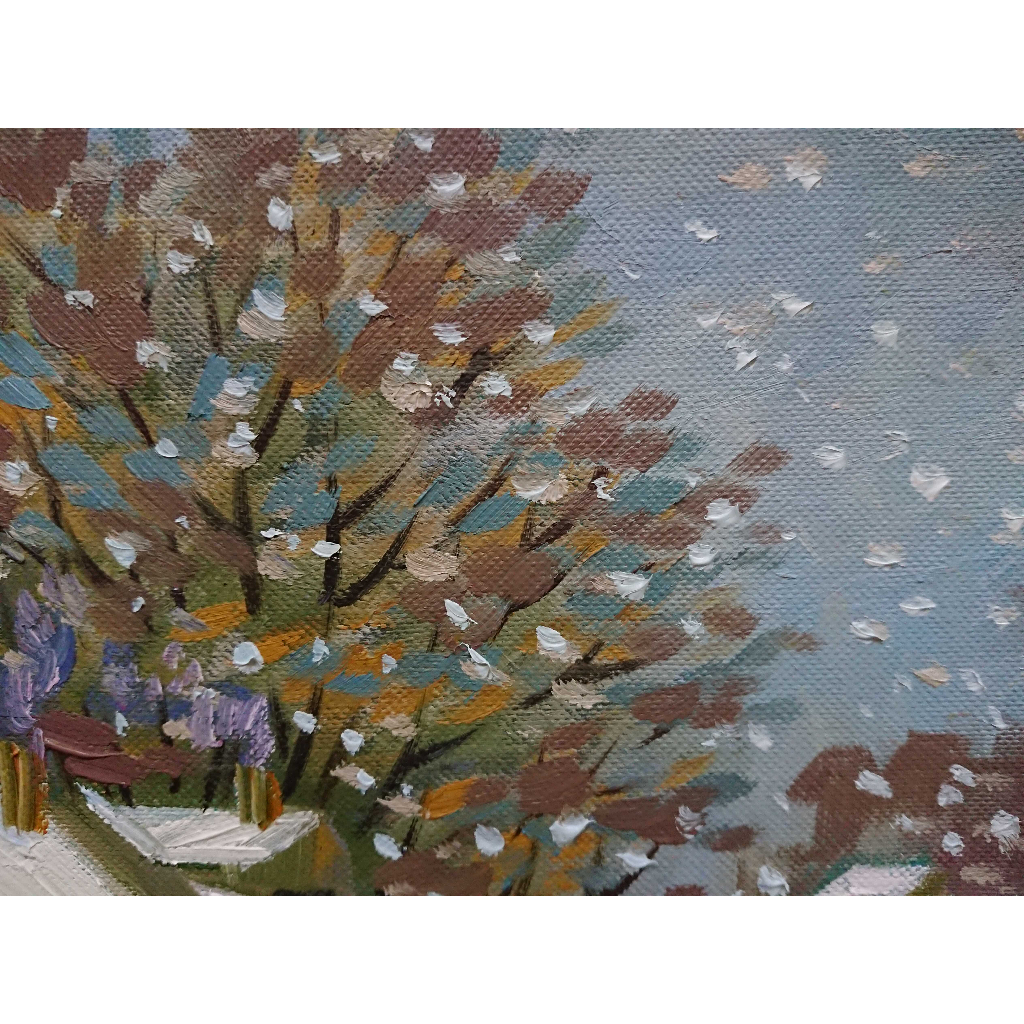 Ngày Tuyết Rơi - Tranh Sơn Dầu Vẽ Tay 30x40cm