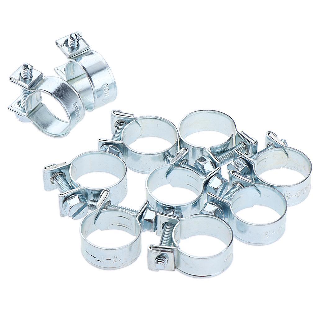 2x 10Pcs Mini Fuel Injection Style Hose Clamp Adjustable Hose Clip Assortment