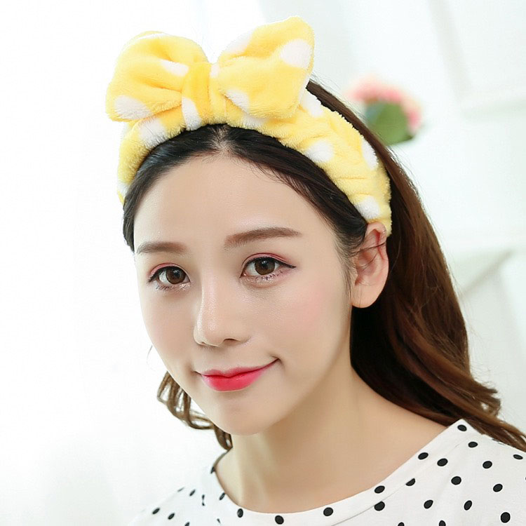 Băng đô nơ chấm bi, băng đô turban rửa mặt trang điểm kiểu dáng cute BD28