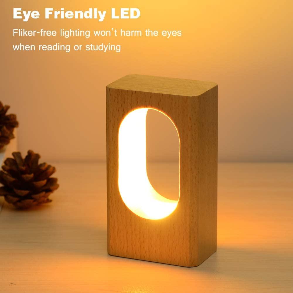Đèn bàn gỗ LED, Đèn ngủ đầu giường phòng ngủ, Đèn LED có thể điều chỉnh độ sáng
