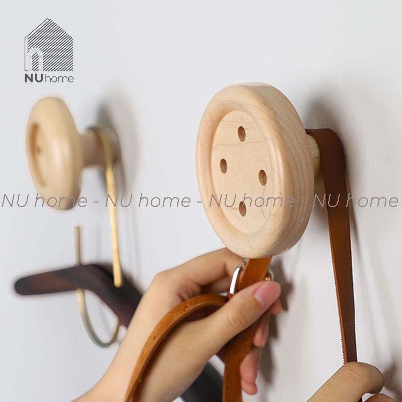 Móc gỗ treo đồ hình nút áo  Decor ,Trang trí mảng tường phong cách độc đáo