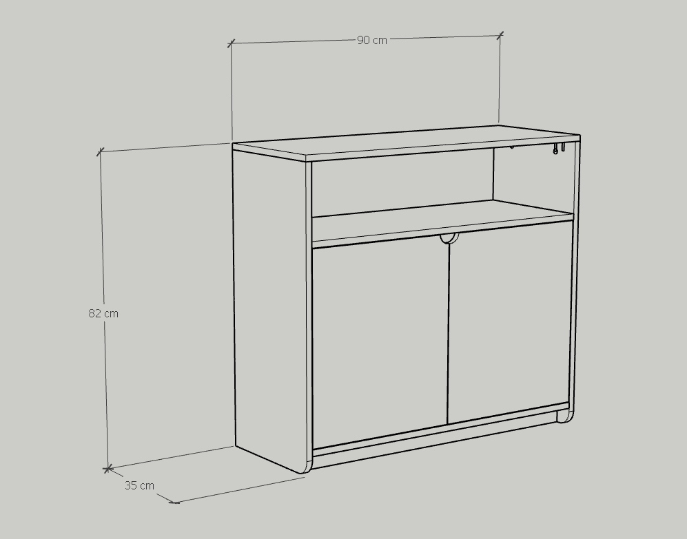 [Happy Home Furniture] CIRCLE, Tủ lưu trữ 2 cửa mở, 90cm x 35cm x 82cm ( DxRxC), TCM_074