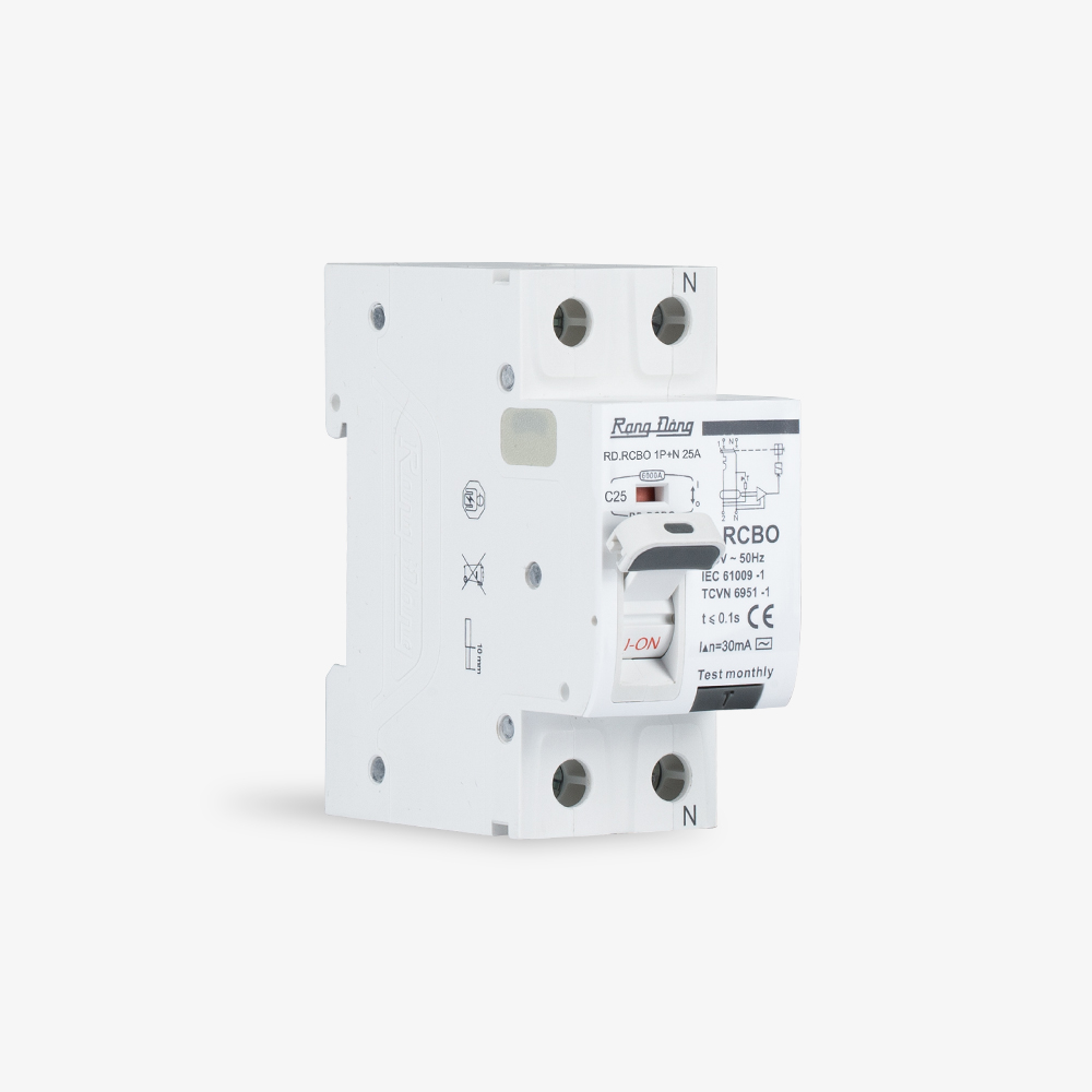 Aptomat chống giật Rạng Đông Model: RD.RCBO 1P+N 25A tích hợp 3 tính năng trong 1- Hàng Chính Hãng
