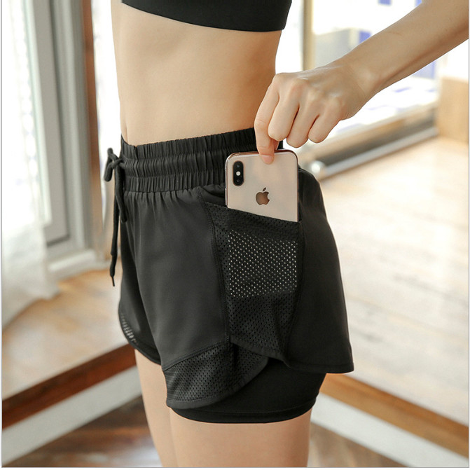 Quần thể thao_thun lạnh phối lưới siêu mịn mát_Quần tập gym 2 lớp tự tin vận động, chạy bộ, du lịch, Quần đùi nữ