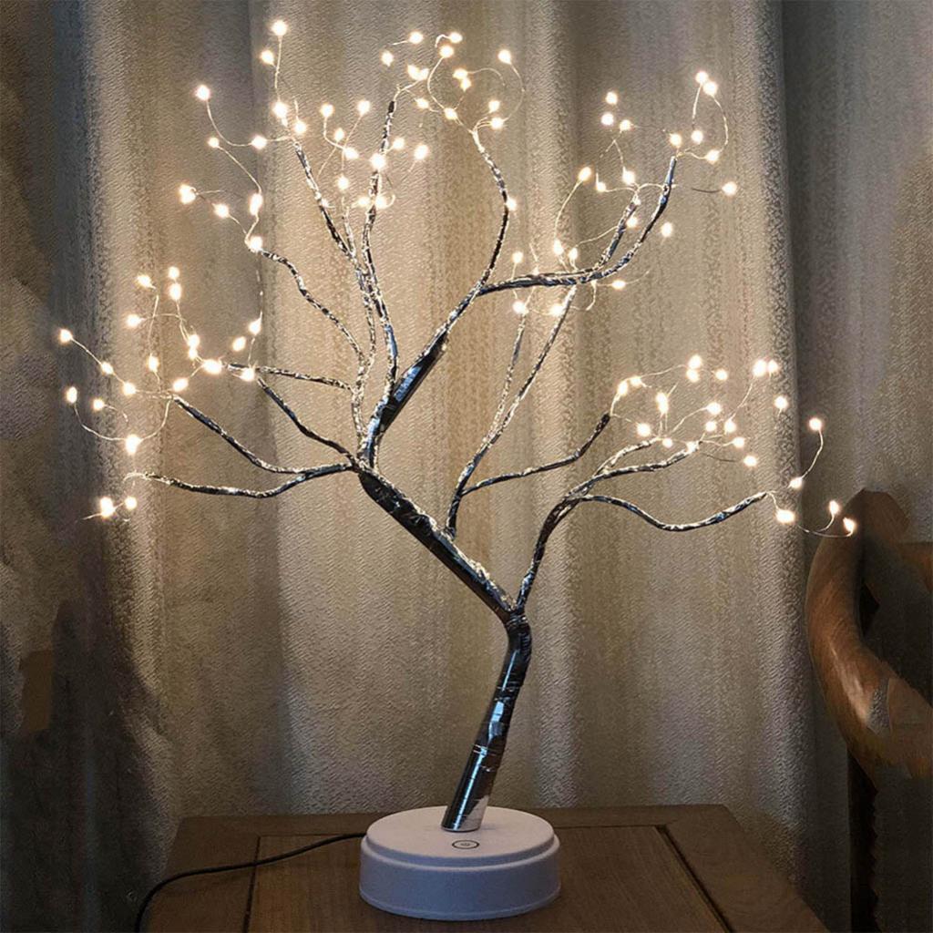 DIY Creative Copper Wire Tree LED Night Light Bedroom Home Decor Warm White