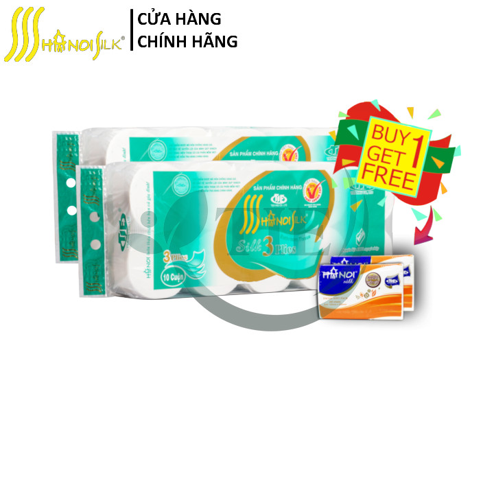 Giấy vệ sinh HÀ NỘI SILK 3 lớp Xanh Không Lõi Cao Cấp