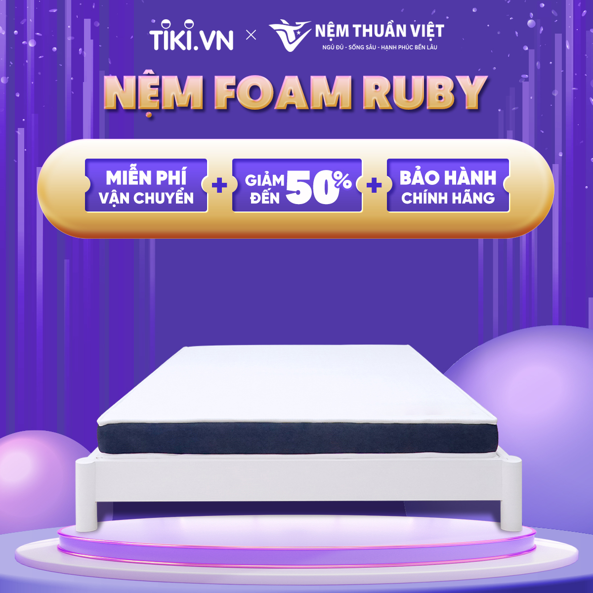 (1m8x2mx10cm) Nệm Foam Thuần Việt Ruby - Nệm Foam Cao Cấp Thế Hệ Mới