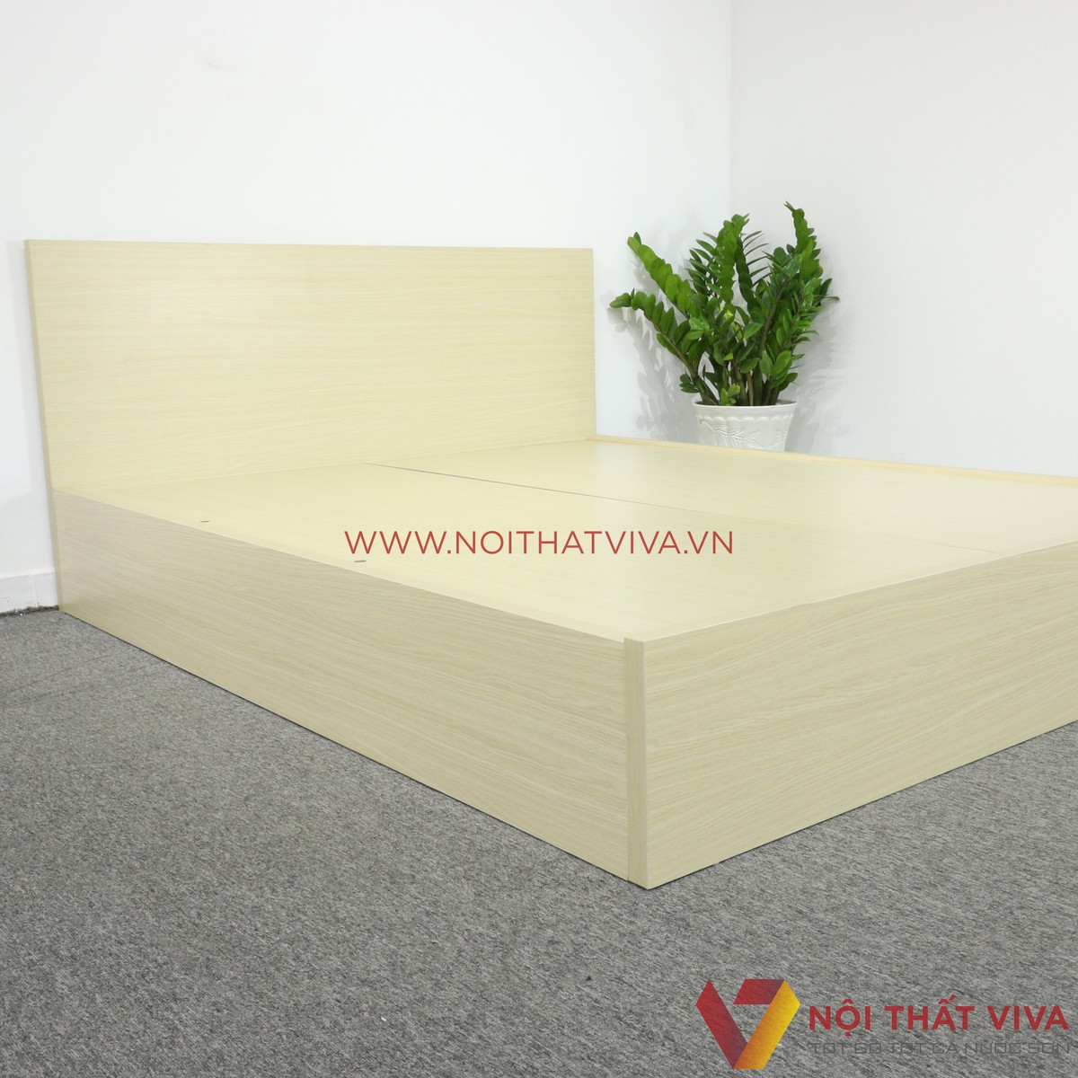 Giường Ngủ Gỗ Mdf Melamine Bệt Màu Vàng Kem Đẹp Giá Rẻ