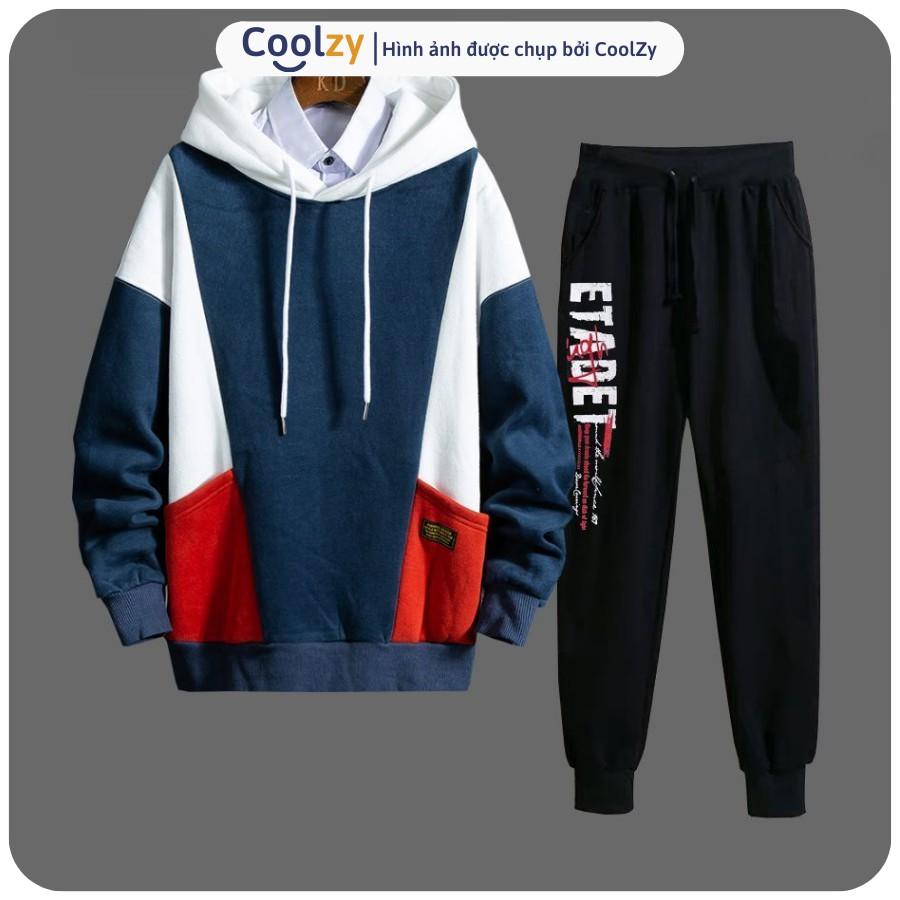 Set Áo Hoodie quần Jogger ️ Áo khoác nỉ unisex PHỐI MÀU quần ETADET, form unisex nam nữ trẻ trung