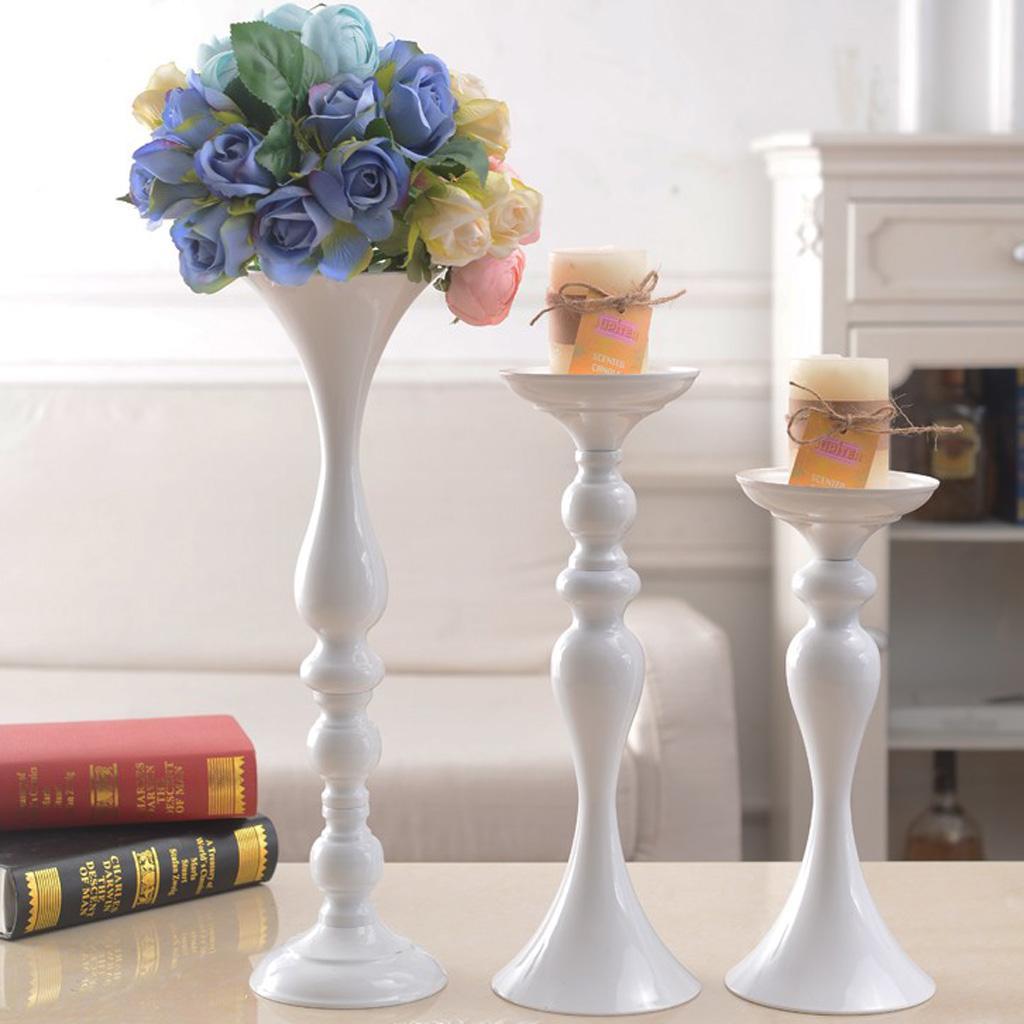 2 Pcs Long Stand Metal Candle Tea Light Holder Candlestick Flower Vase