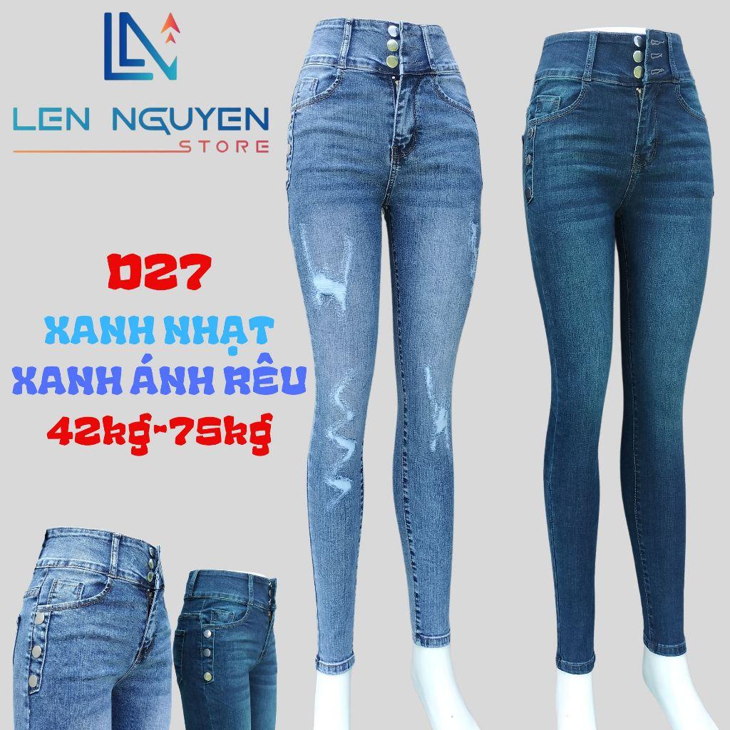 D27_ Quần jean nữ, áo khoác, lưng cao, quần bò nữ dáng ôm, quần rin nữ có big size, cho 42kg đến 75kg,LEN NGUYEN STORE - Xanh Ánh Rêu