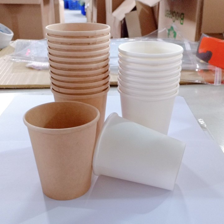 50 ly giấy trắng 230gsm cao cấp 195ml - 6.5oz, 210ml - 7oz, ly giấy văn phòng chịu nhiệt dùng 1 lần