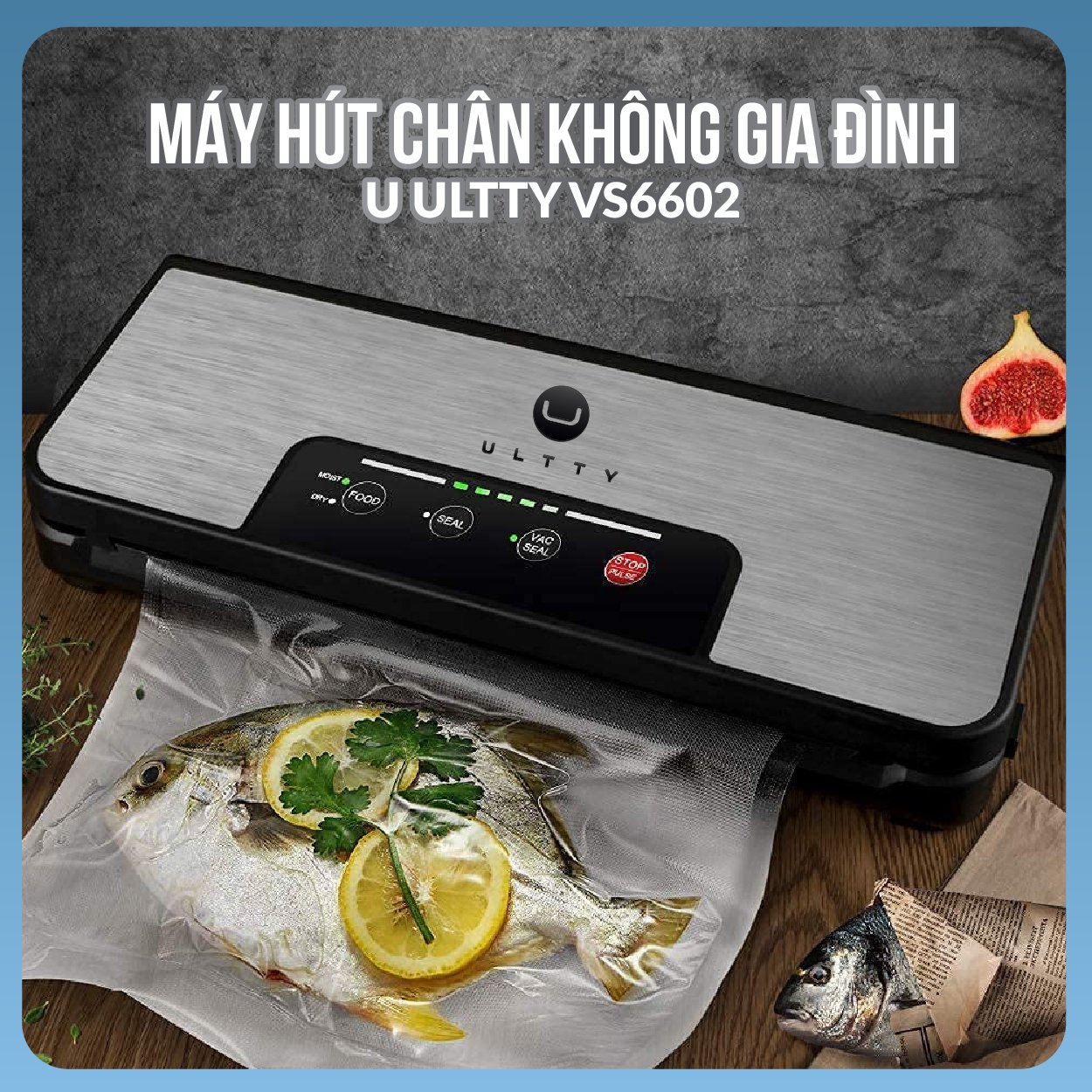 Máy Hút Chân Không Thực Phẩm ULTTY VS6602 Dành Cho Gia Đình, Hiệu Suất Hút Cao, Thời Gian Hút Chỉ 8 - 10s - Hàng Chính Hãng