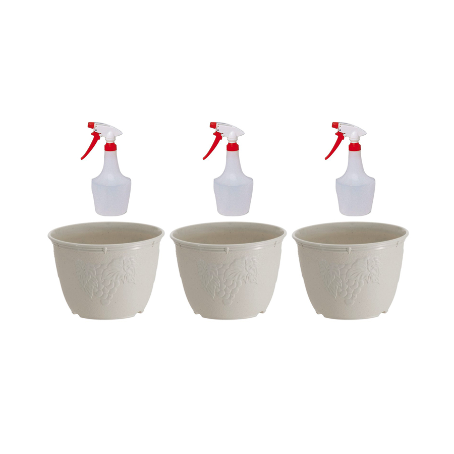 Combo Bình Xịt Phun Sương Tưới Cây + Chậu Hoa Nhựa Màu Trắng Tinh Tế (21cm)-  Nội Địa Nhật Bản